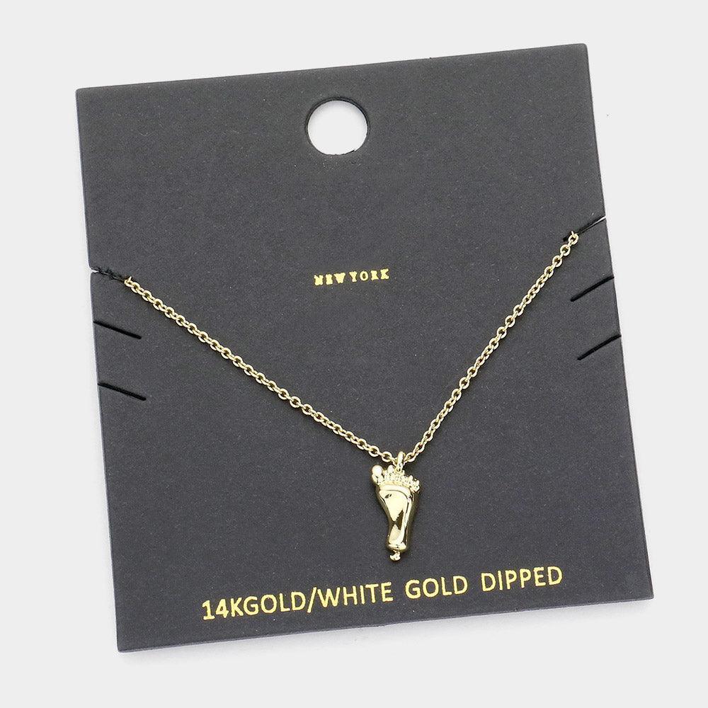Gold Gold Dipped Metal Foot Pendant Necklace - Jewelry Store by Erik Rayo
