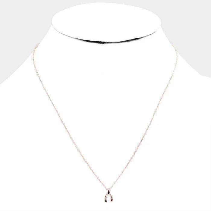 Rose Gold Gold Dipped Wishbone Pendant Necklace - Jewelry Store by Erik Rayo