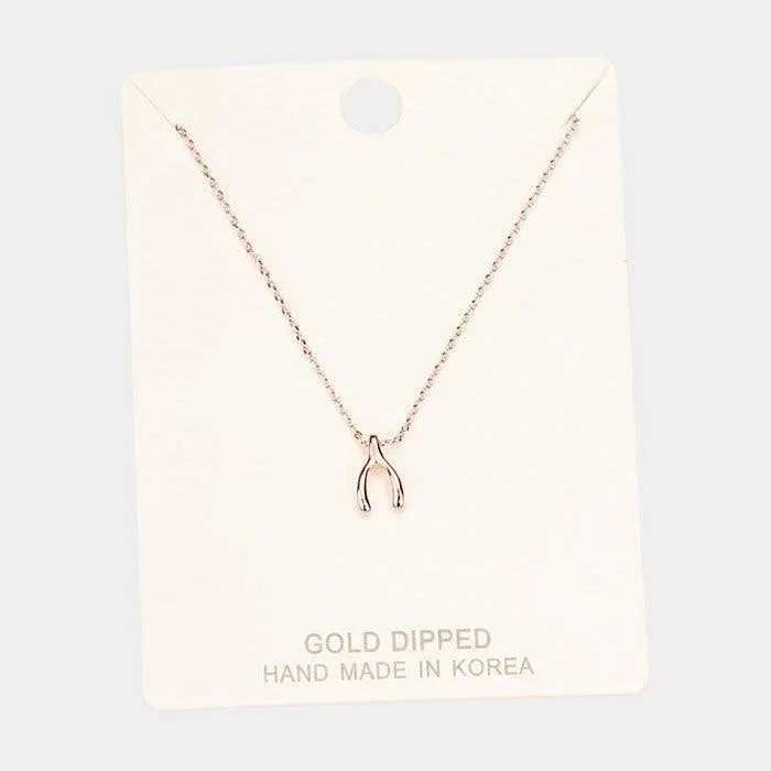 Rose Gold Gold Dipped Wishbone Pendant Necklace - Jewelry Store by Erik Rayo