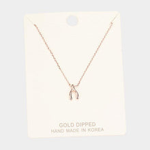 Load image into Gallery viewer, Rose Gold Gold Dipped Wishbone Pendant Necklace
