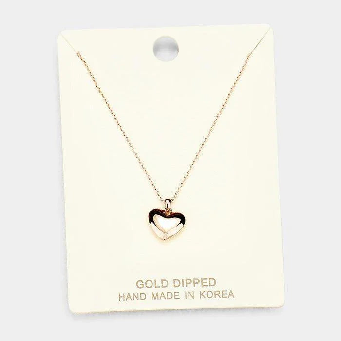 Rose Gold Gold Dipped Metal Heart Pendant Necklace - Jewelry Store by Erik Rayo