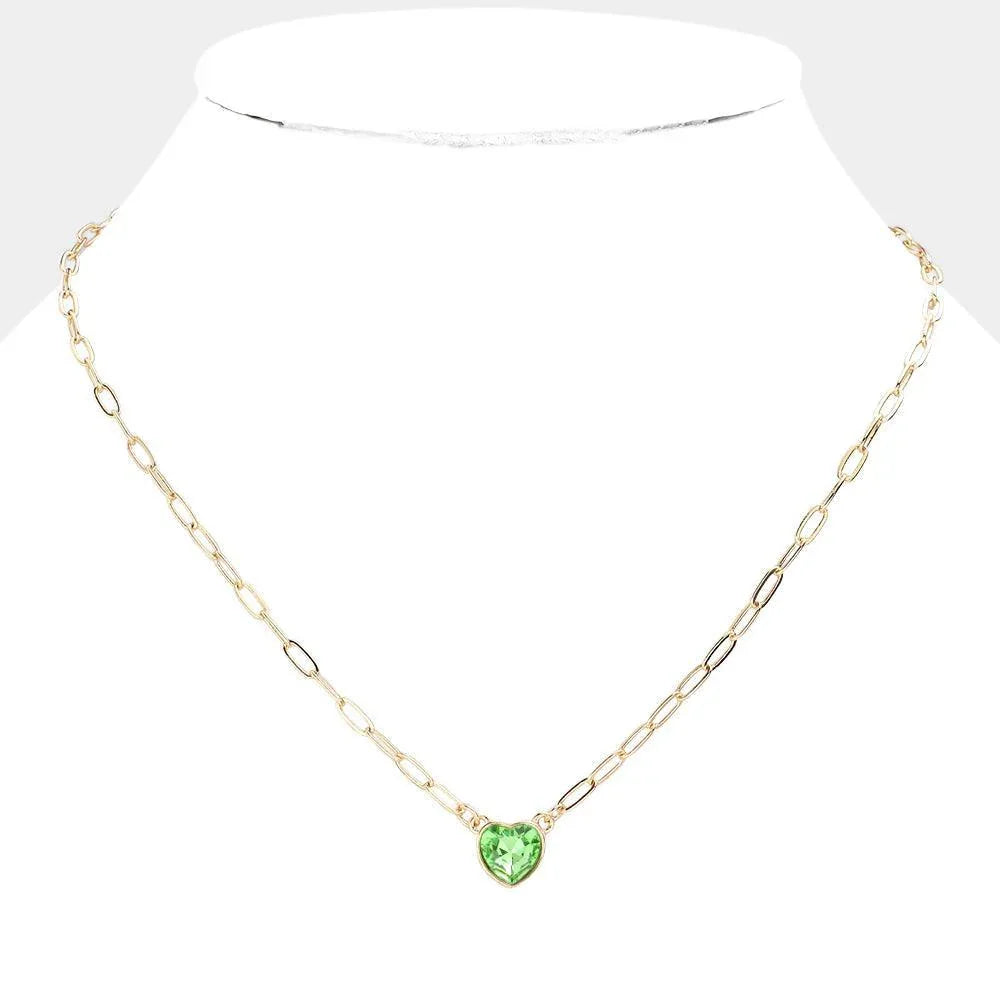 Green Heart Stone Pendant Necklace - Jewelry Store by Erik Rayo