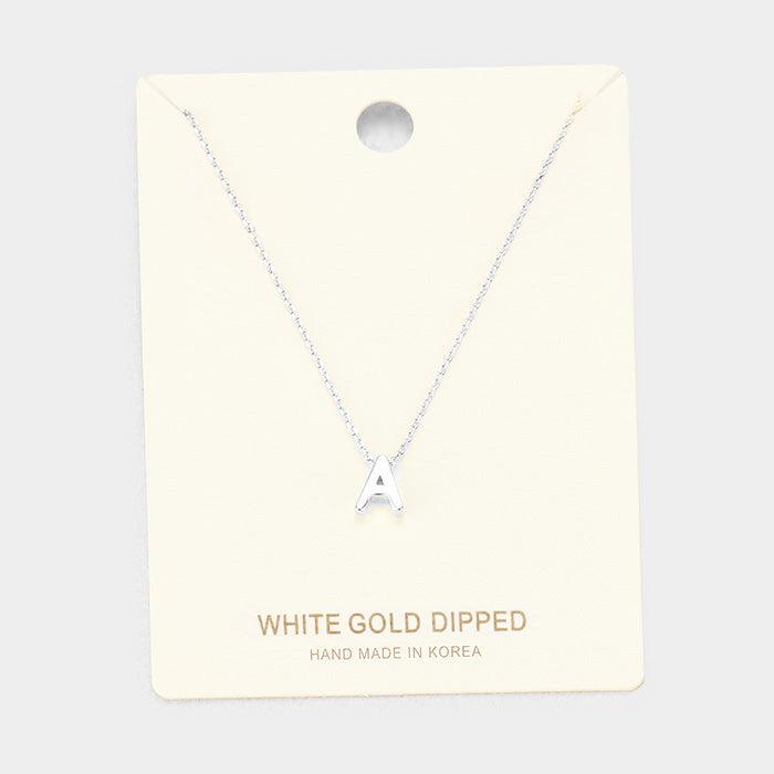 White Gold Dipped Metal Pendant Necklace