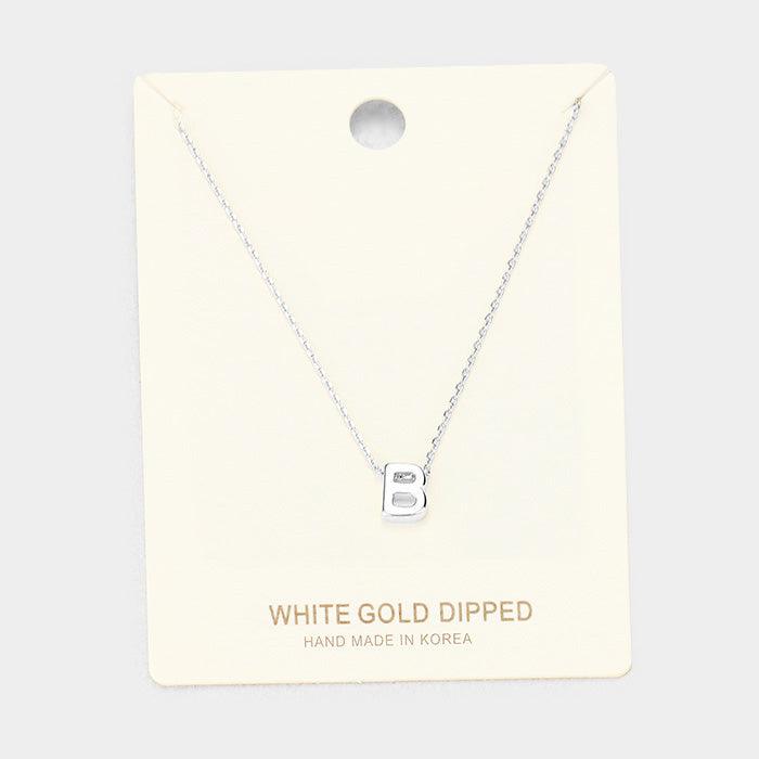 White Gold Dipped Metal Pendant Necklace