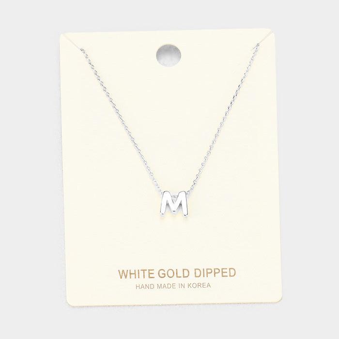 White Gold Dipped Metal Pendant Necklace