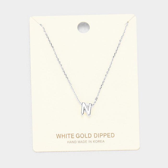 White Gold Dipped Metal Pendant Necklace