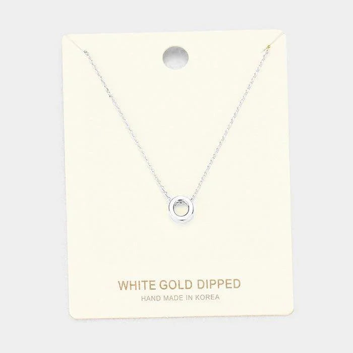 White Gold Dipped Metal Pendant Necklace - Jewelry Store by Erik Rayo