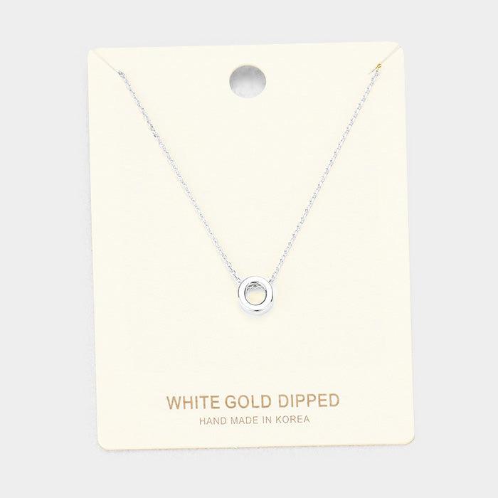 White Gold Dipped Metal Pendant Necklace