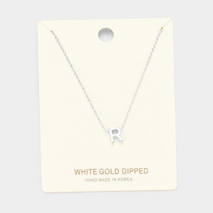 White Gold Dipped Metal Pendant Necklace