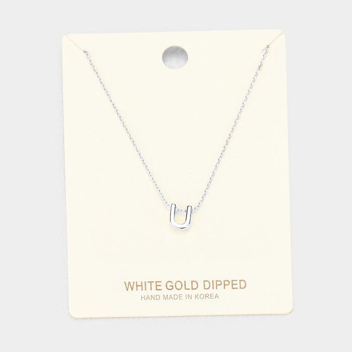 White Gold Dipped Metal Pendant Necklace