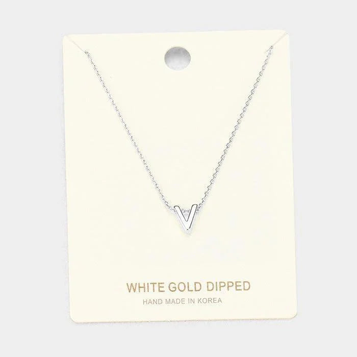 White Gold Dipped Metal Pendant Necklace - Jewelry Store by Erik Rayo