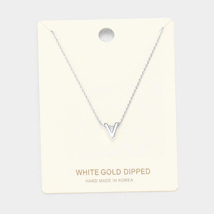 White Gold Dipped Metal Pendant Necklace