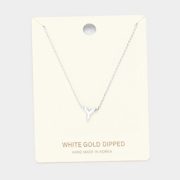 White Gold Dipped Metal Pendant Necklace