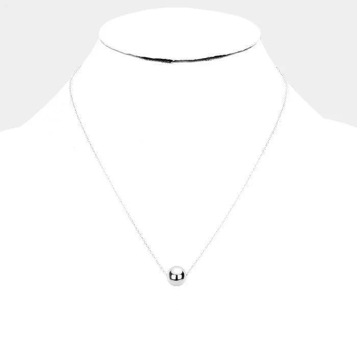 White Gold Dipped Metal Ball Pendant Necklace - Jewelry Store by Erik Rayo