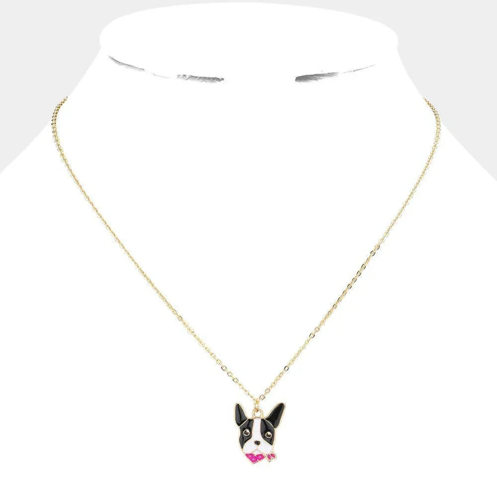 Enamel Metal French Bulldog Pendant Necklace - Jewelry Store by Erik Rayo