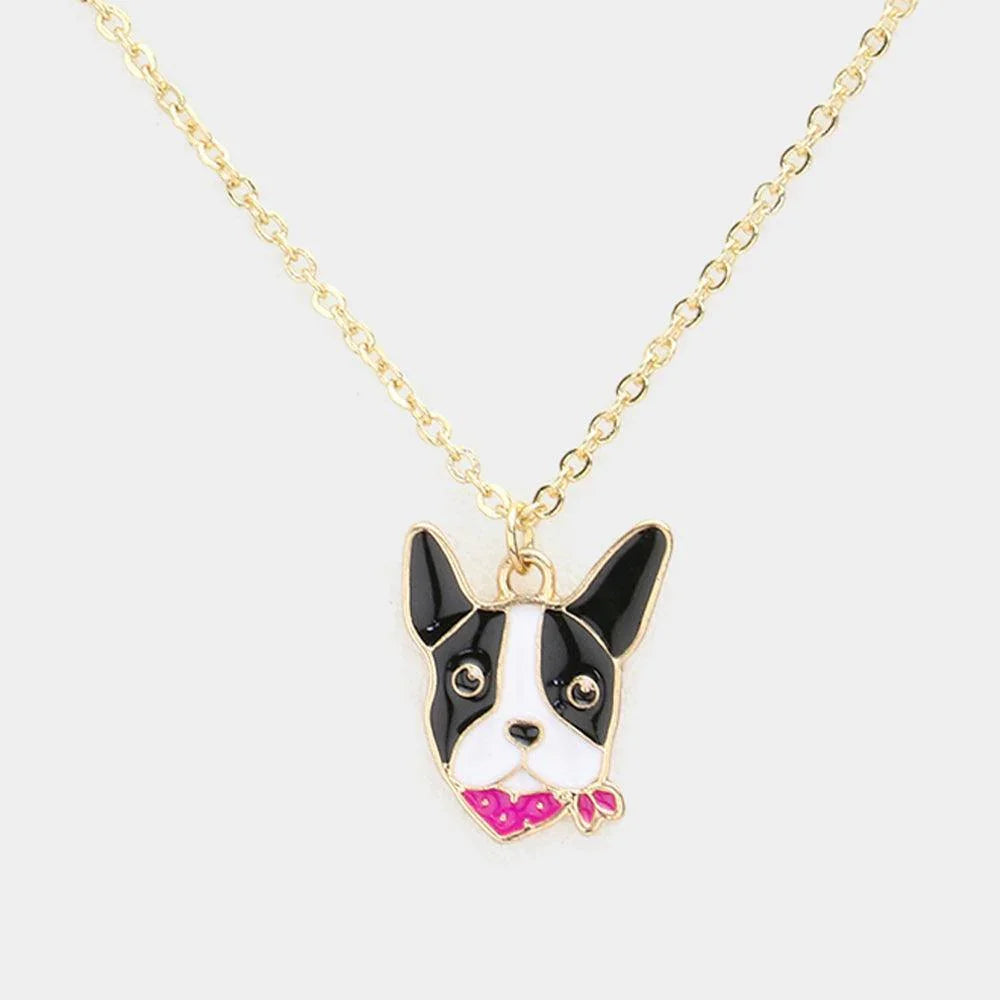 Enamel Metal French Bulldog Pendant Necklace - Jewelry Store by Erik Rayo