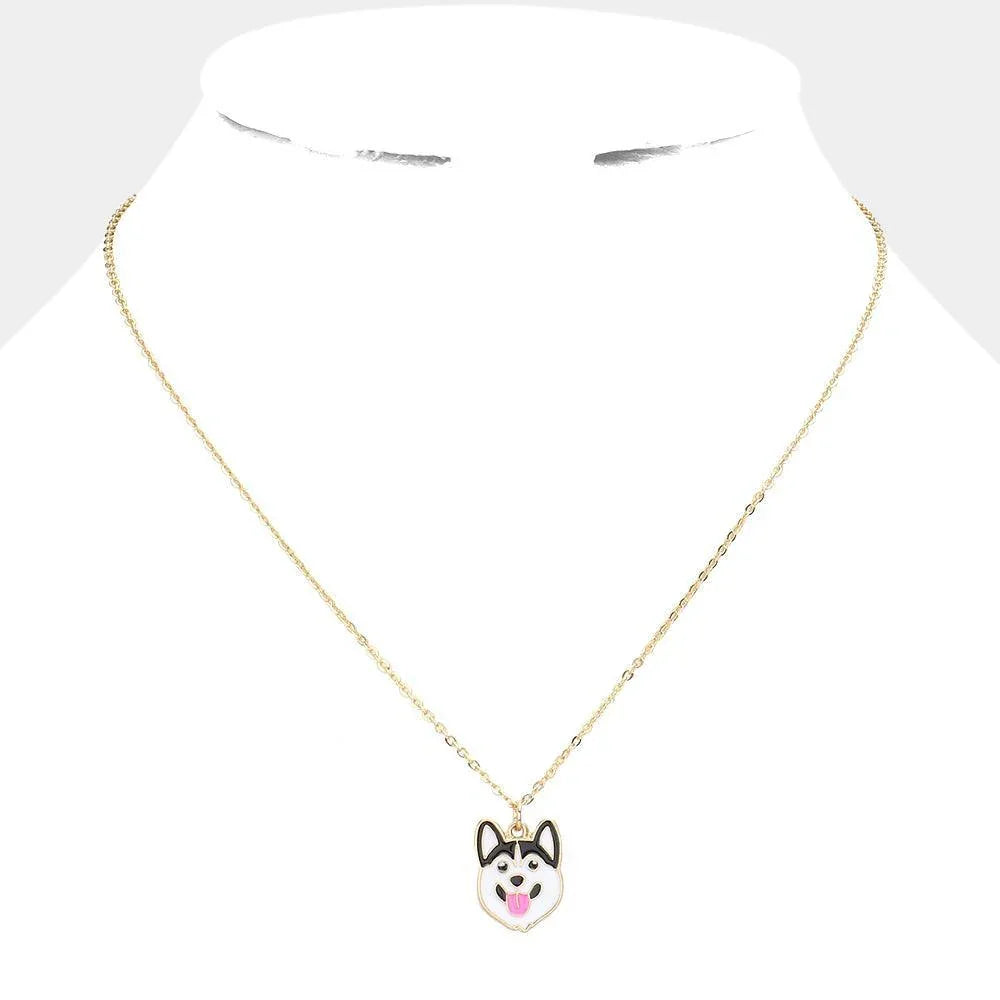 Enamel Metal Husky Dog Pendant Necklace - Jewelry Store by Erik Rayo