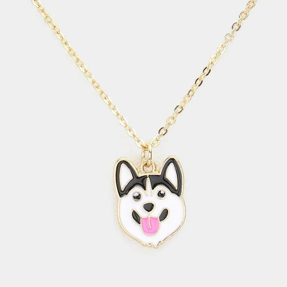 Enamel Metal Husky Dog Pendant Necklace - Jewelry Store by Erik Rayo