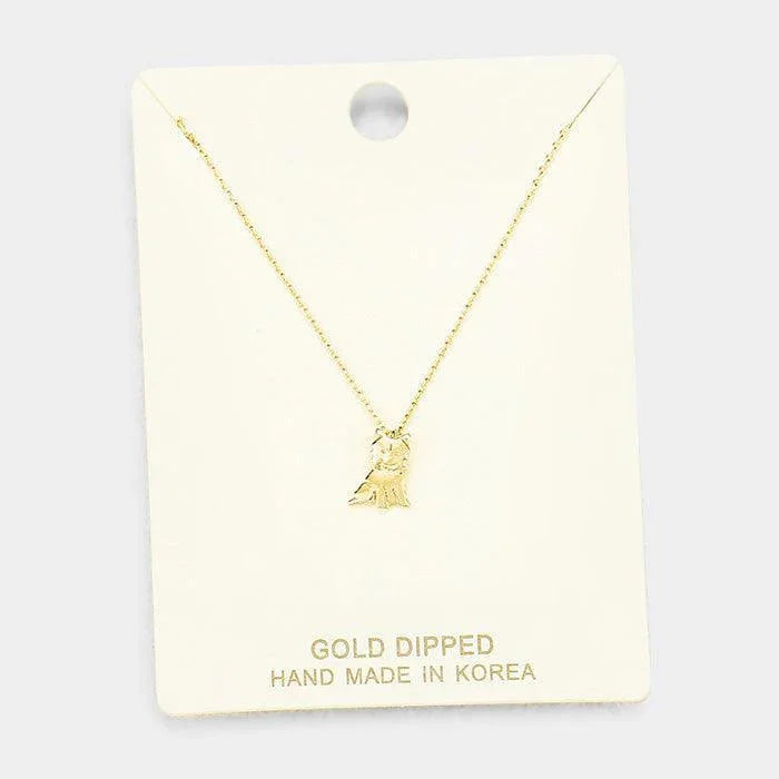 Gold Gold Dipped Metal Puppy Pendant Necklace - Jewelry Store by Erik Rayo