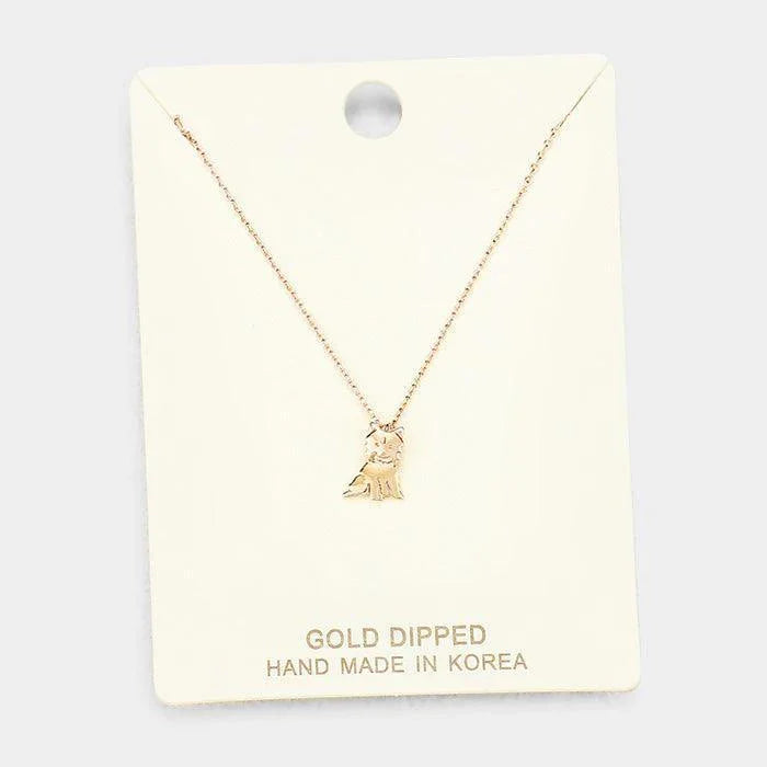 Rose Gold Gold Dipped Metal Puppy Pendant Necklace - Jewelry Store by Erik Rayo