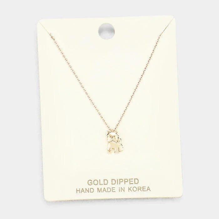 Rose Gold Gold Dipped Metal Puppy Pendant Necklace - Jewelry Store by Erik Rayo