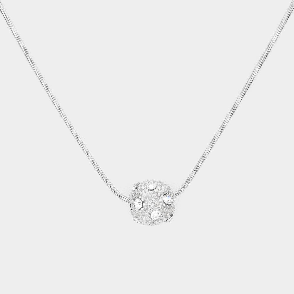 Silver Crystal Ball Pendant Necklace - Jewelry Store by Erik Rayo