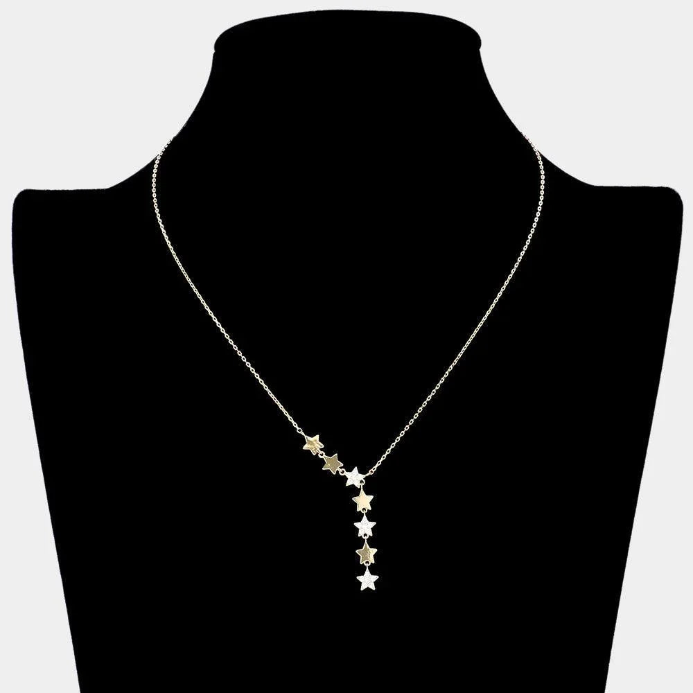 Gold Brass Metal Seven Star Pendant Necklace - Jewelry Store by Erik Rayo