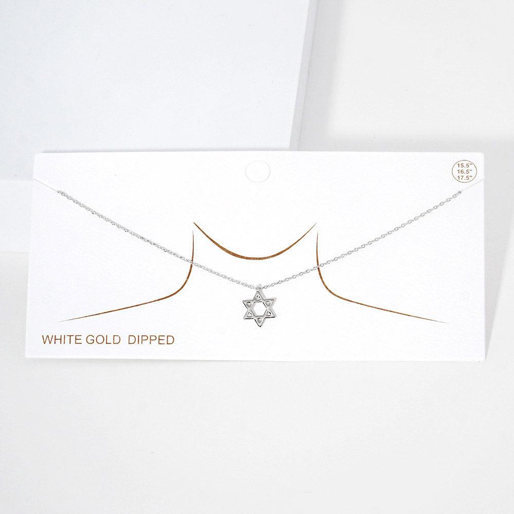 Gold White Gold Dipped Star Of David Pendant Necklace