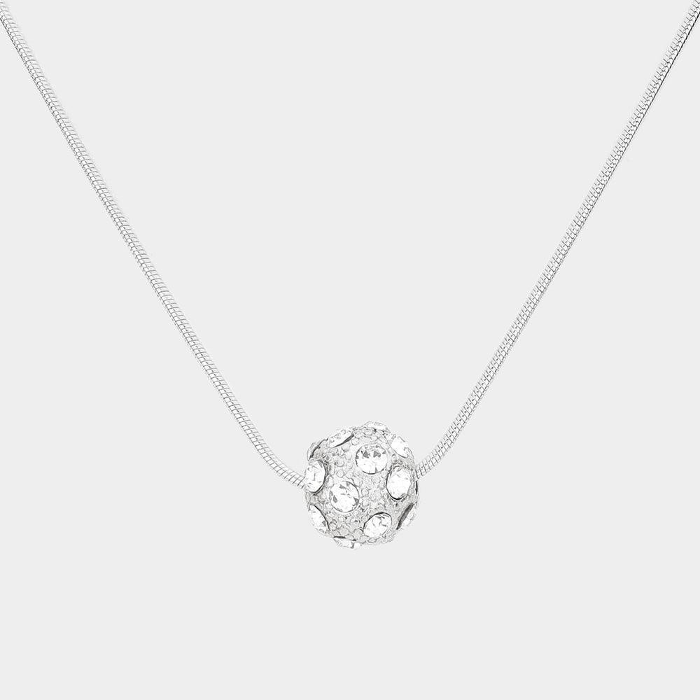Silver Crystal Ball Pendant Necklace - Jewelry Store by Erik Rayo