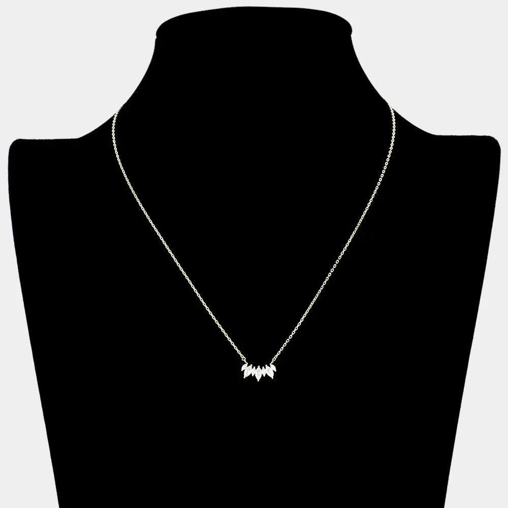 Gold Brass Metal Marquise Stone Pendant Necklace - Jewelry Store by Erik Rayo