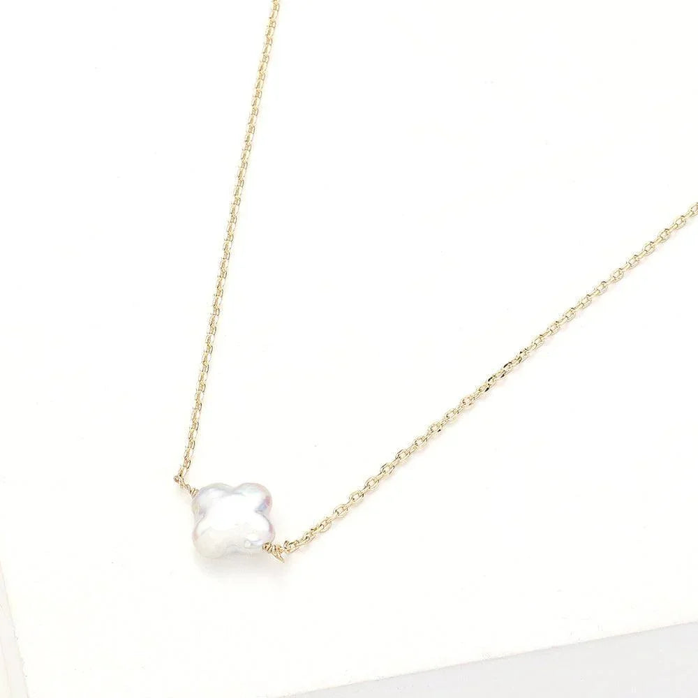 Fresh Water Pearl Quatrefoil Pendant Necklace - Jewelry Store by Erik Rayo