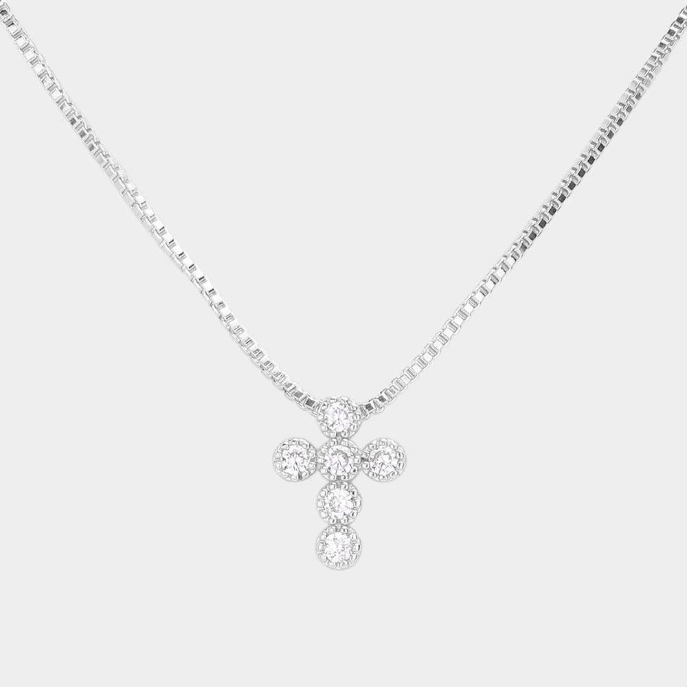 CZ Stone Embellished Cross Pendant Necklace - Jewelry Store by Erik Rayo