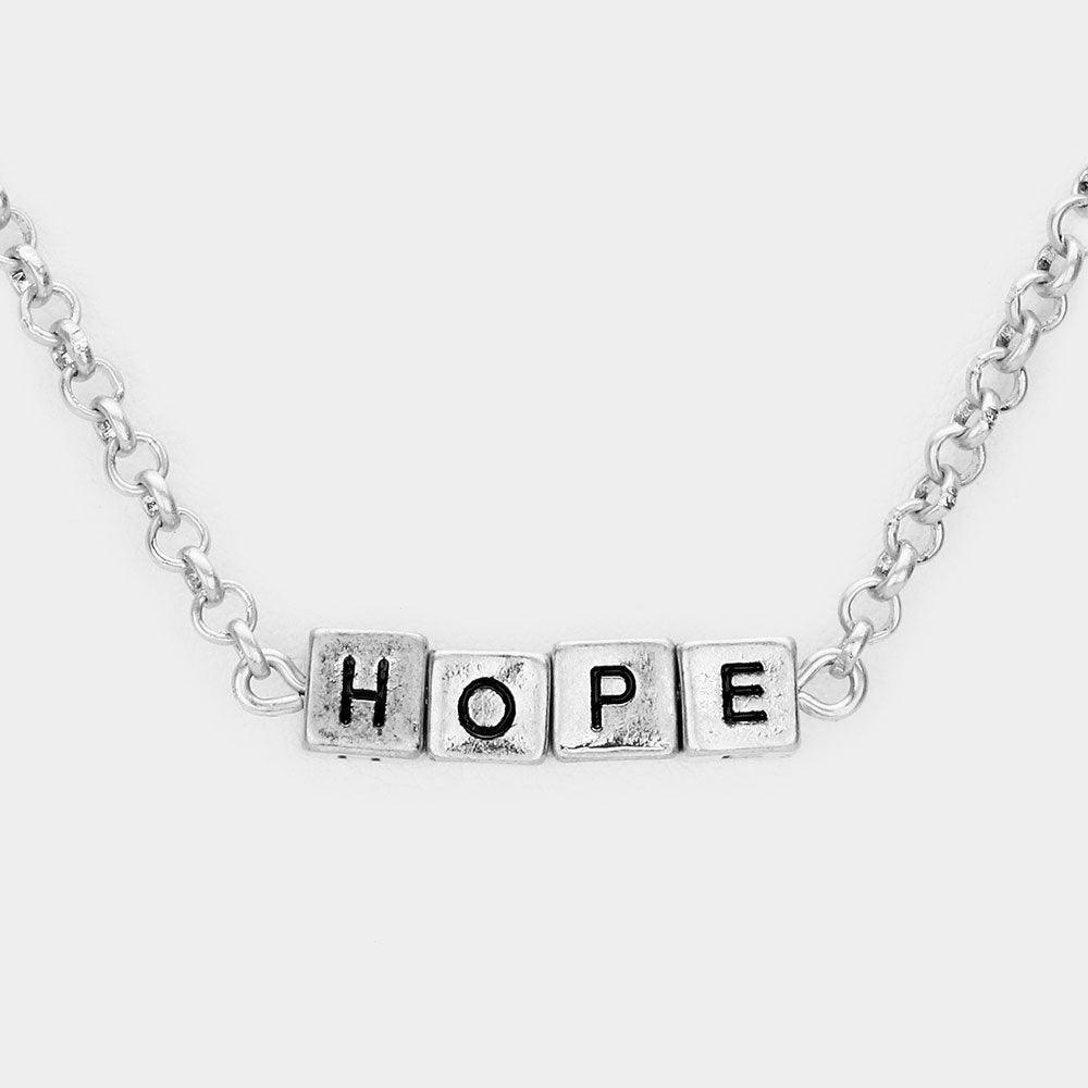 HOPE Metal Cube Pendant Necklace - Jewelry Store by Erik Rayo