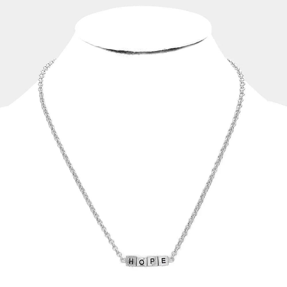 HOPE Metal Cube Pendant Necklace - Jewelry Store by Erik Rayo