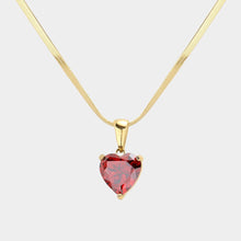 Load image into Gallery viewer, Red 18K Gold Dipped Stainless Steel CZ Heart Pendant Necklace
