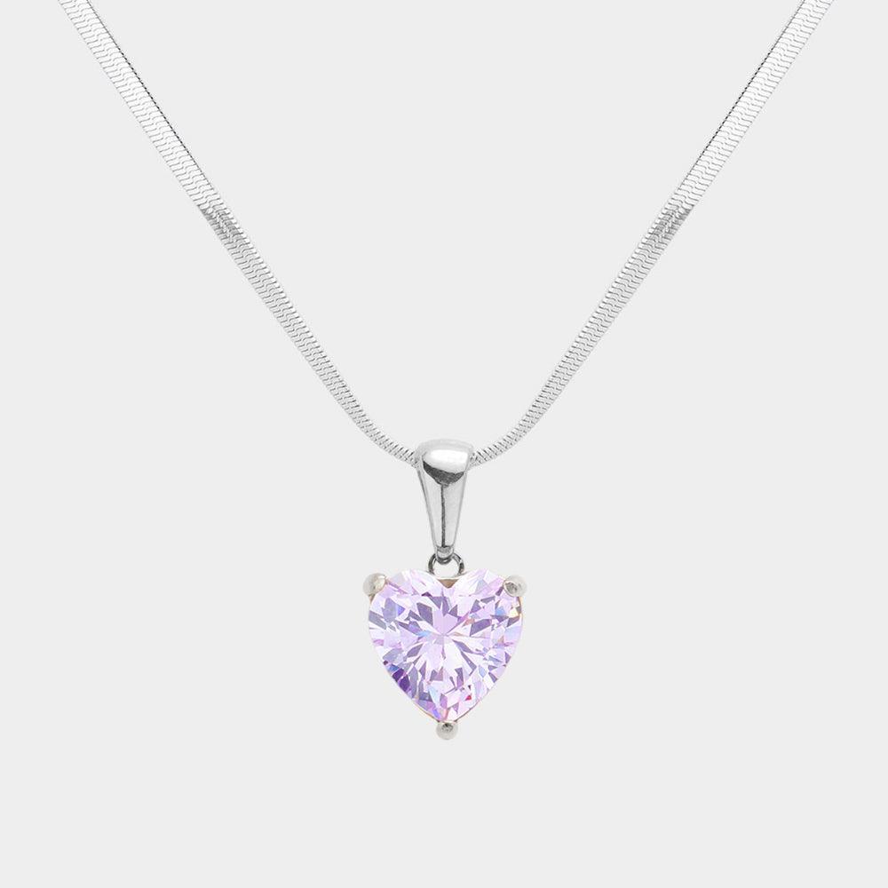 Stainless Steel CZ Heart Pendant Necklace - Jewelry Store by Erik Rayo
