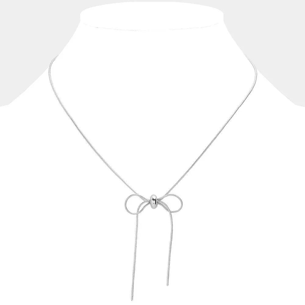 Snake Chain Bow Pendant Necklace - Jewelry Store by Erik Rayo