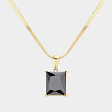 Load image into Gallery viewer, Black 18K Gold Dipped Stainless Steel CZ Rectangle Pendant Necklace
