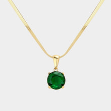 Load image into Gallery viewer, Green 18K Gold Dipped Stainless Steel CZ Round Pendant Necklace
