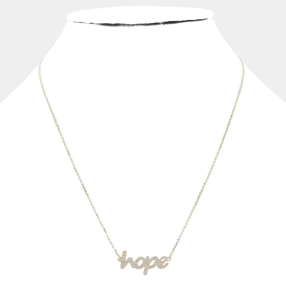 Gold Brass Metal Hope Pendant Necklace - Jewelry Store by Erik Rayo