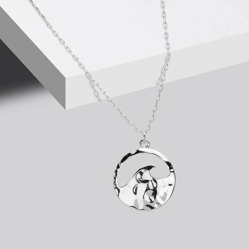 Hammered Metal Wave Pendant Necklace - Jewelry Store by Erik Rayo
