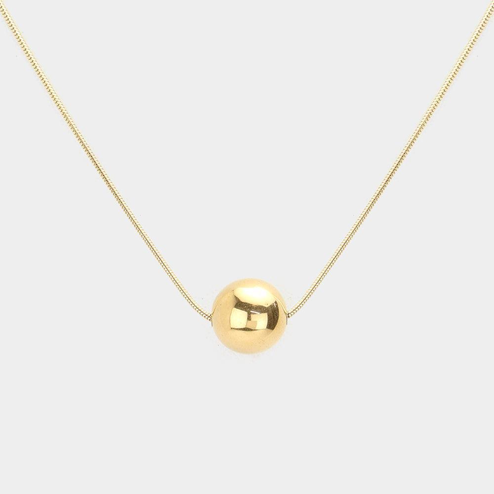 Gold 18K Gold Dipped Stainless Steel Ball Pendant Necklace - Jewelry Store by Erik Rayo