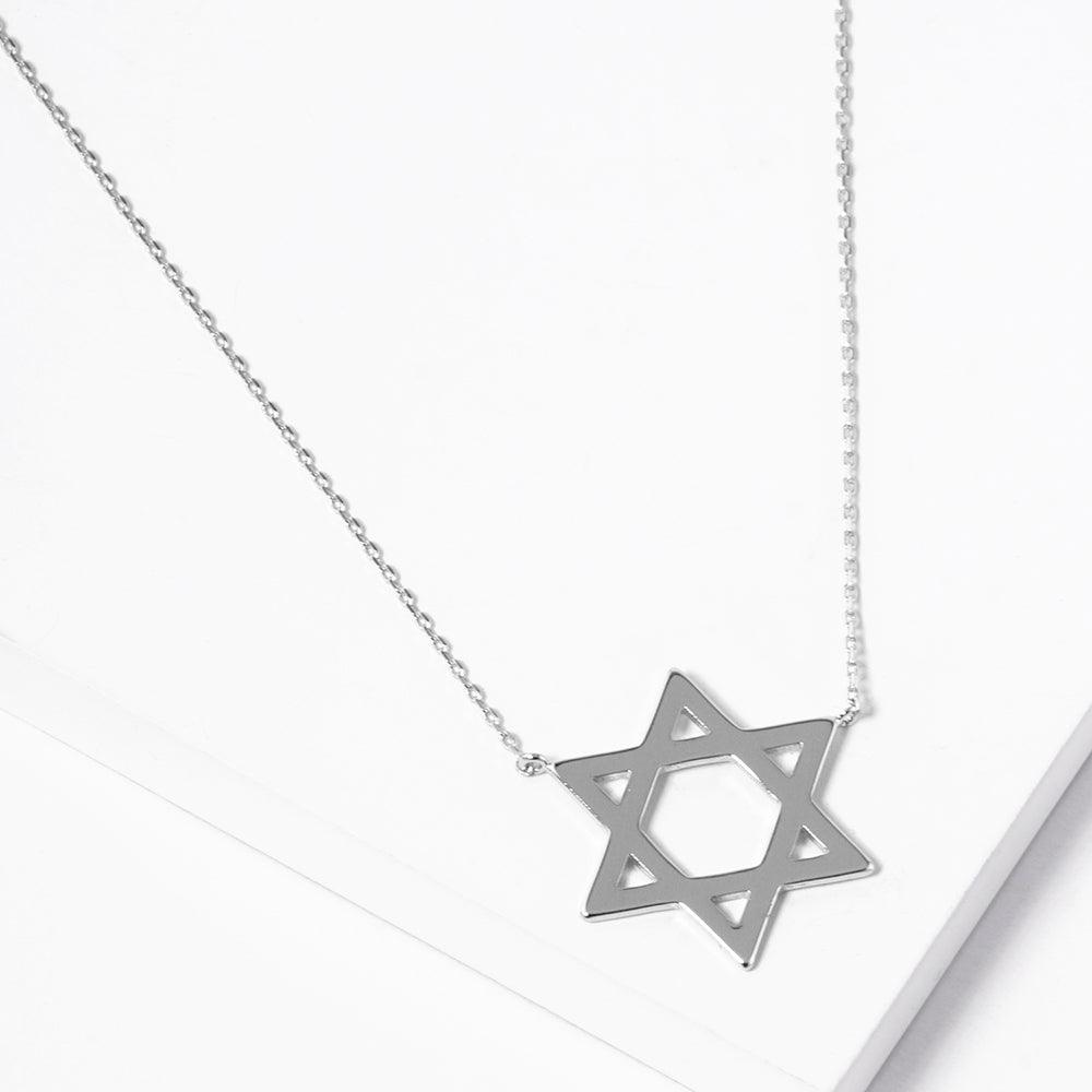 Gold White Gold Dipped Star Of David Pendant Necklace