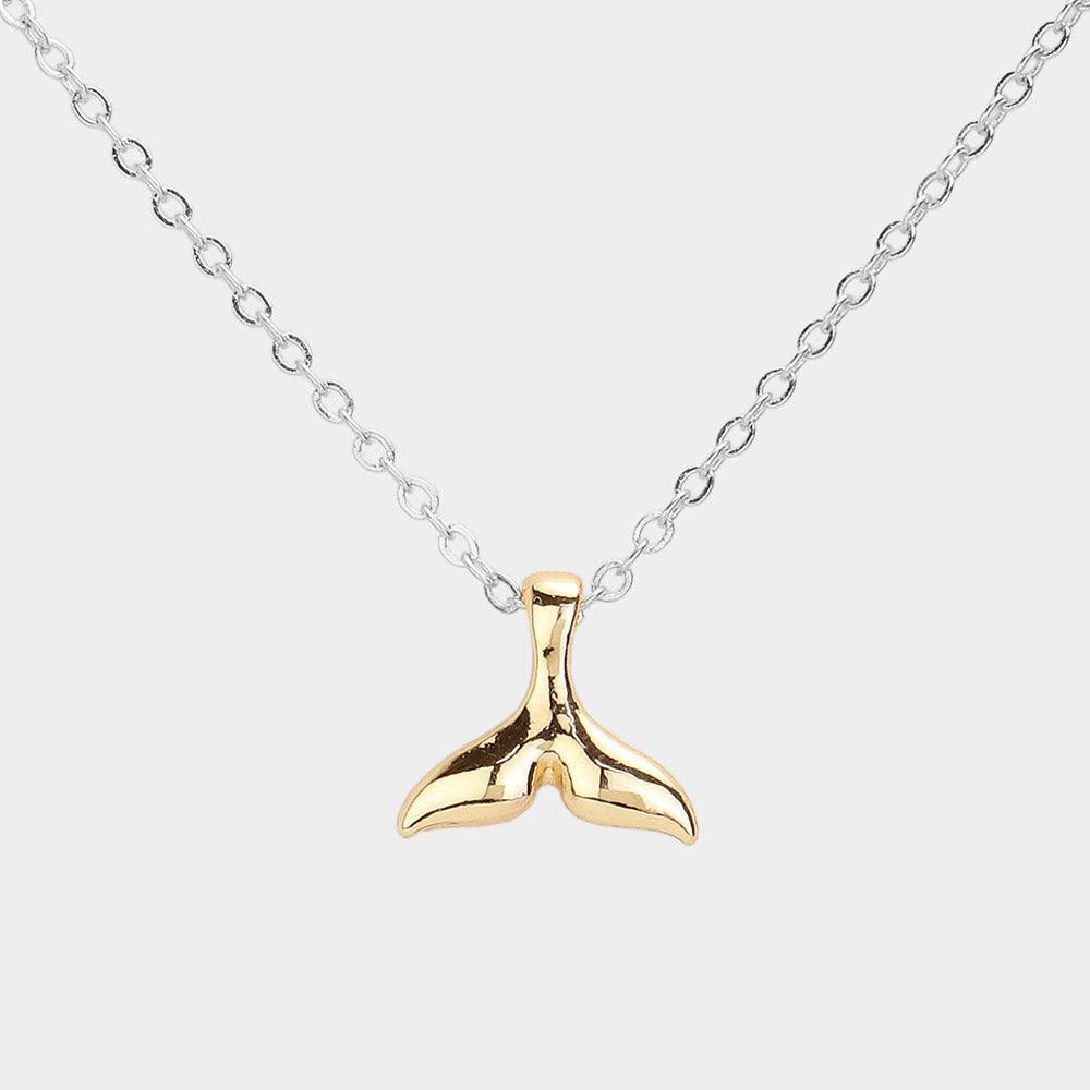 Silver Metal Whale Tale Pendant Necklace - Jewelry Store by Erik Rayo