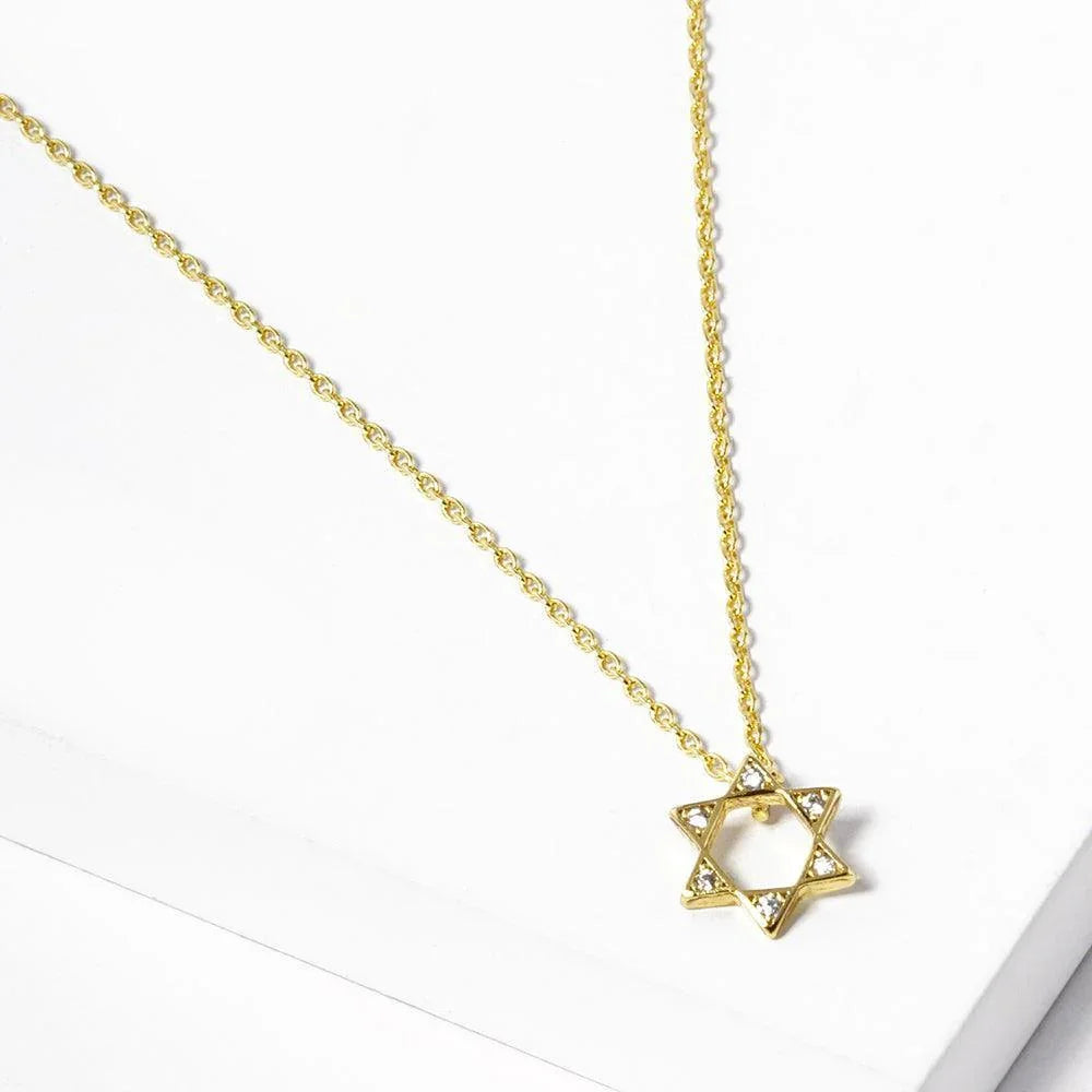 Gold Gold Dipped Stone Pointed Star Of David Pendant Necklace - Jewelry Store by Erik Rayo