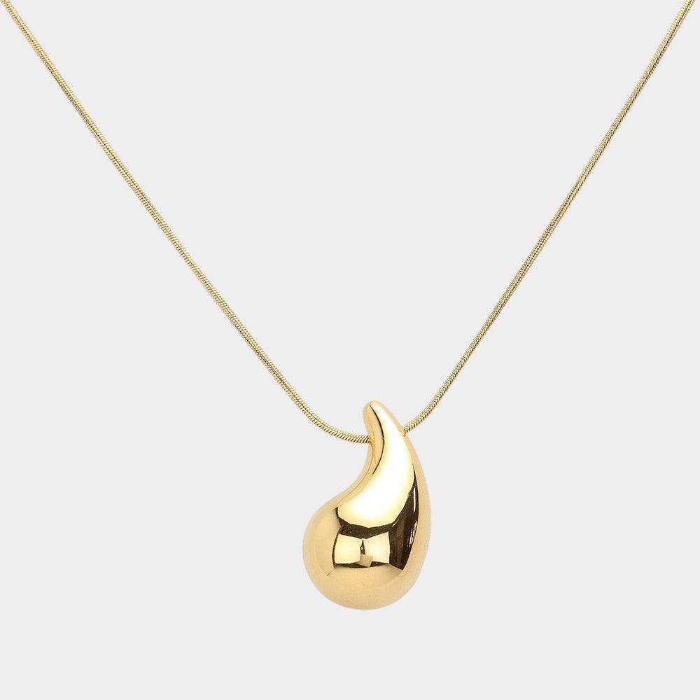 Gold 18K Gold Dipped Stainless Steel Teardrop Pendant Necklace - Jewelry Store by Erik Rayo