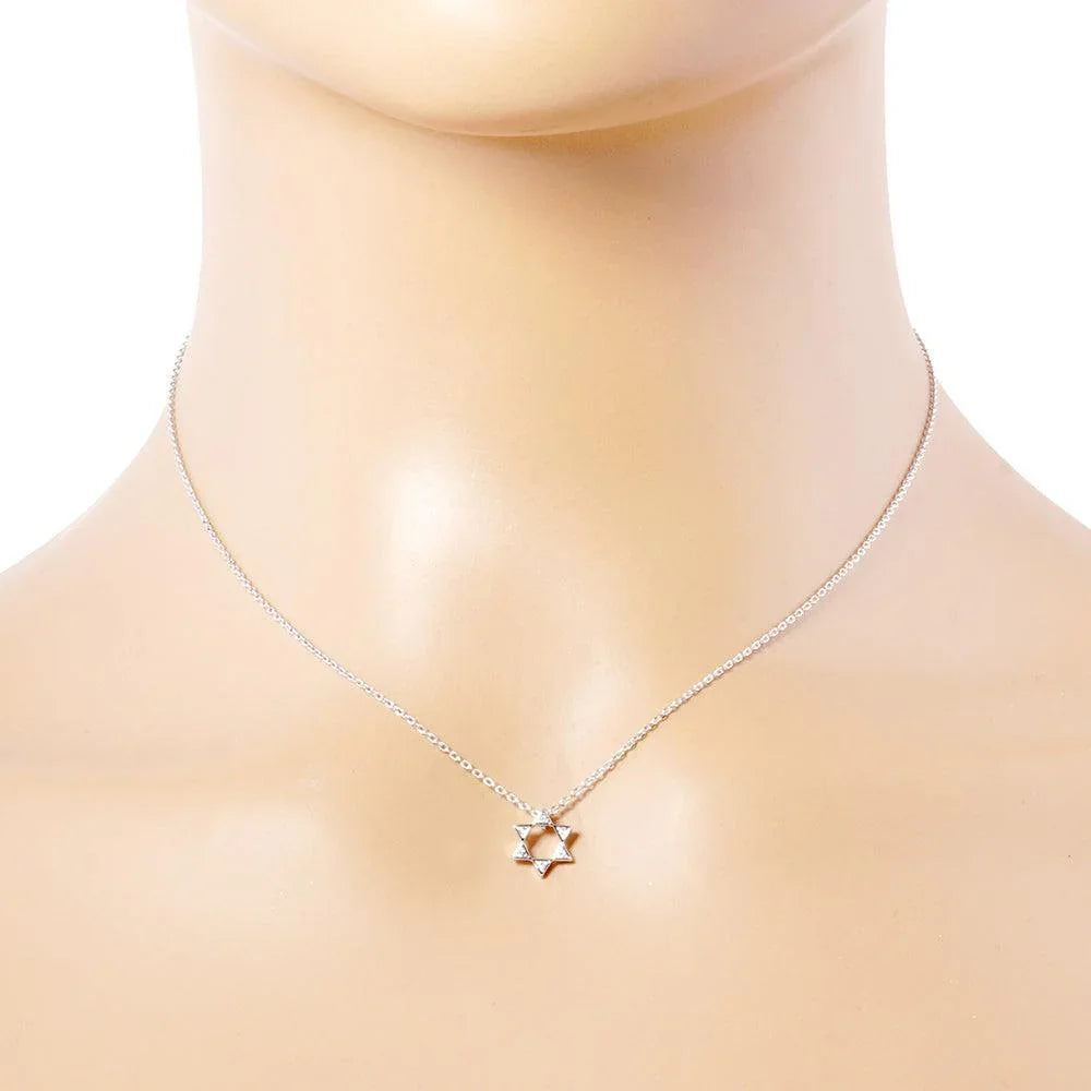 Gold White Gold Dipped Stone Pointed Star Of David Pendant Necklace - Jewelry Store by Erik Rayo