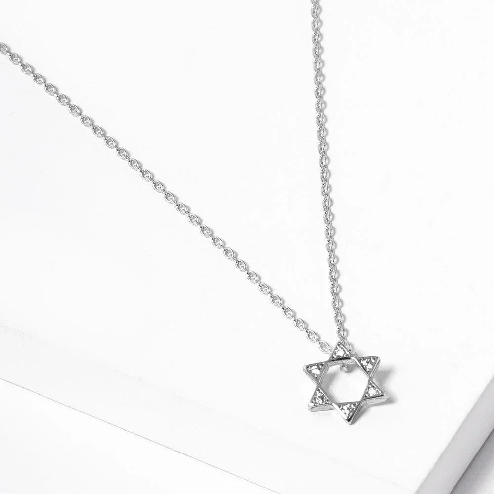 Gold White Gold Dipped Stone Pointed Star Of David Pendant Necklace - Jewelry Store by Erik Rayo