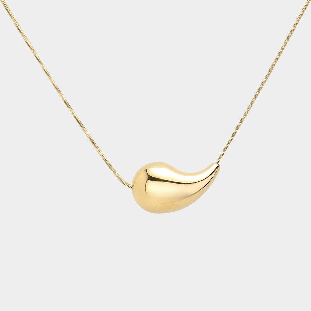 Gold 18K Gold Dipped Stainless Steel Teardrop Pendant Necklace - Jewelry Store by Erik Rayo