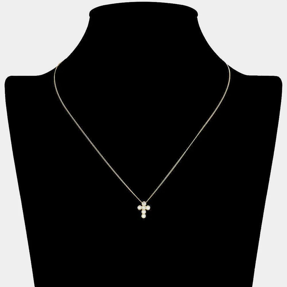 Gold Stone Cross Pendant Necklace - Jewelry Store by Erik Rayo